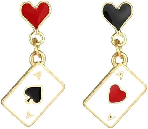 Spielkarten Ohrringe Damen, Queen of Hearts Accessoires Poker Ohrringe Valentinstag Schmuckgeschenk Ohrringe Spielkarten Kartenspiel Kostüm Accessoires Damen