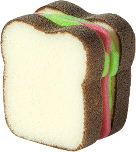 1Pc Multifunction Scrub Sponges, Toast Shape Dish-Washing, Cute Sandwich Sponge, Magical Deep Cleaning Thickened Scrubber, Pots Dishes Gadget Accessories for Household Kitchen