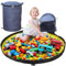 Lighterday Spielzeug Aufbewahrungkorb mit Spielteppich Aufräumsack,Stoff Korb Aufbewahrung Groß mit Dekel,34X42CM,Spielzeugkorb Rund für Bauklötze Stofftier Aufbewahrung,Wäschekorb(Blau)