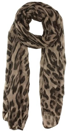 fashionchimp Damenschal mit Leoparden-Muster, Halstuch in feiner Stoffqualität, Baumwolle und Viskose (Grau)