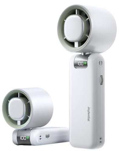 Joytential Ventilateur à Main, Ventilateur Portable Turbo Réglable en Vitesse 1 à 100, Batterie 4000mAh USB Rechargeable, Mode Réfrigérant, Petit Ventilateurs pour Extérieur, Voyage (Blanc)
