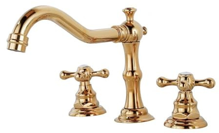Rubinetto per Lavabo Rubinetto Bagno Lavabo Miscelatore Lavabo 3 Fori A Doppia Leva Vintage Dorati In Ottone Acqua Calda E Fredda Lavandino da Bagno Rubinetto