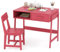 COSTWAY Set Tavolo e Seide per bambini in Legno, Scrivania e Sedia con Cassetto e Scomparto, Tavolino e Sedia per Cameretta, Soggiorno e Scuola (Rosa)