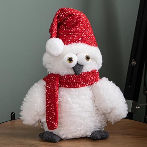 Samuel ALEXANDER 30cm Plush Christmas Goggle Owl Decoration with Santa Hat