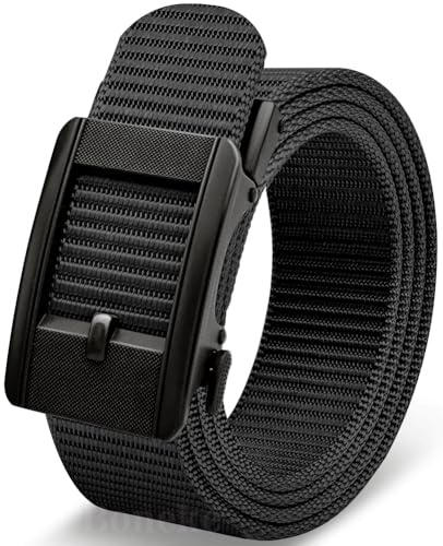 Boneke Nylon gürtel, Taktischer gürtel herren mit ratsche Metallverschluss | Lochfreier Webgürtel, Präzise einstellbar, geeignet für Golf, Outdoor-Sport und Arbeit