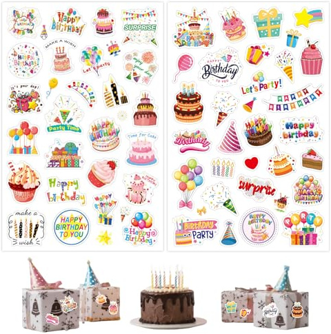 Sticker Geburtstag Sticker Set Aufkleber Geburtstag Sticker GäStebuch Geburtstag Happy Birthday Aufkleber Kinder Erwachsene Party Geburtstagskarte Geschenk Karten Scrapbook Stickers Für Party Deko