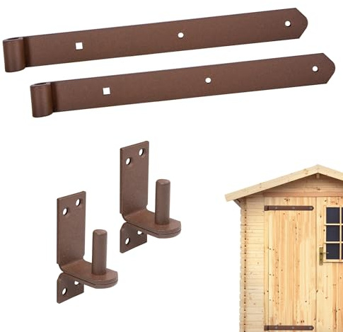 siwitec 2er-Set Duravis Ladenband 400mm mit weiten Kloben, Ø 13mm, rostbraun, witterungsbeständig, Torband, Türband Gartentor, Torscharnier
