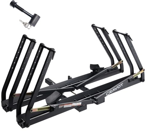 CRAVOT 2 Ebike Rack, Electric Bike Carrier, Tire Clamp E-Bike Rack Haul Ebikes with 2 Arms Lock, 200lbs Capacity Fits Max 5 Tire Bicycle, for Car, SUV, Van with 2 Receiver, MagRack X2 MAX