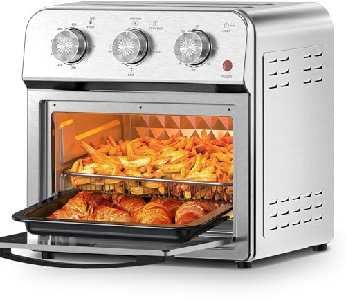 Freidora de aire de tamaño familiar, horno tostador, 13 cuartos de galón, circulación de aire caliente de 360° para una cocina saludable sin aceite, horno de convección multifuncional, control de