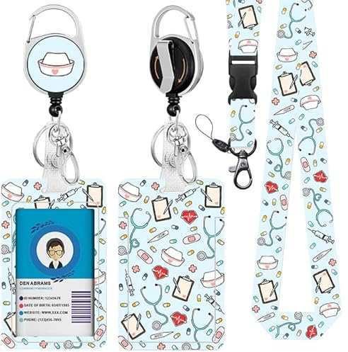 Nurse ID Card Holder with Retractable Lanyard, ID Badge Holder with Breakaway Lanyard for Nurse, Heavy-Duty Retractable Reel Clip, Identity Card Doctor Office Gift