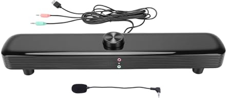 Jiawu Computerlautsprecher, USB-betriebene PC-Lautsprecher, Kabelgebundener Stereo-Desktop-Lautsprecher mit 3,5-mm-Audiostecker und Mikrofon, Klarer Klang, Tragbare Soundbar für PC