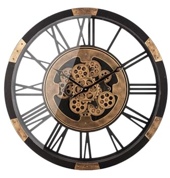Casablanca Wanduhr Setoria - rund - Ø 68cm - Zahnradmotiv - goldfarben/schwarz - Kunststoff/MDF/Metall - Batterien in der Lieferung Nicht enthalten