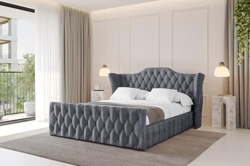 ALTDECOR Polsterbett mit Bettkasten und Lattenrost, Bett mit Matratze H3/H4, Kopfteil, Boxbett, Doppelbett mit Stauraum - MODY-Z - 180x200 Dunkelgrau Casablanca