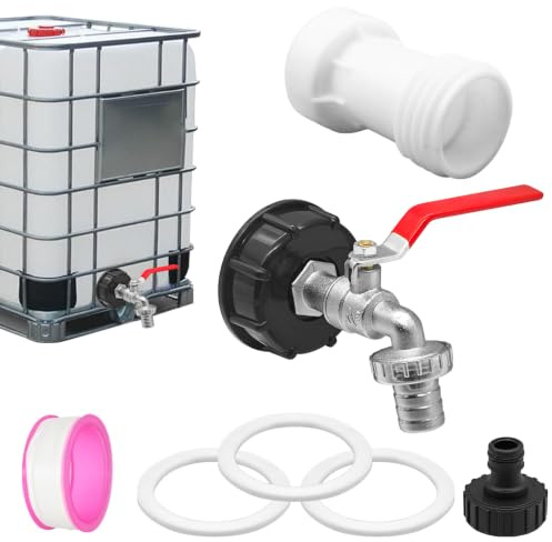 HuaMuDM Adaptador Depósito IBC,Grifo Depósito IBC | Grifo deposito 1000 litros,3/4 Adaptador Tanque IBC,para Exterior Jardin Deposito Agua Lluvia Adaptador