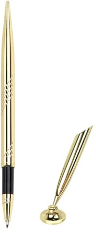 Bwuikim 4 Pcs Counter Service Pen Metal Ballpoint Desktop with Base Reception for Banks Hotel Weddings
