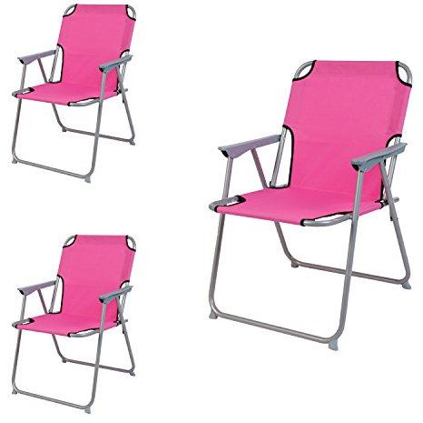3 Stück Campingstuhl Faltstuhl Stoff Oxfort Pink Klappstuhl Anglerstuhl Regiestuhl Angelstuhl Metall B 53 x T 46 x H 74 cm