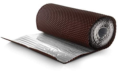 DQ-PP WANDANSCHLUSSBAND | Länge 5m | Breite 300mm | Braun RAL 8017 | hochwertiges Aluminium und Butyl | Selbstklebend | Dach Kaminanschlussband 3D Struktur Dachabdeckung Aluminiumband