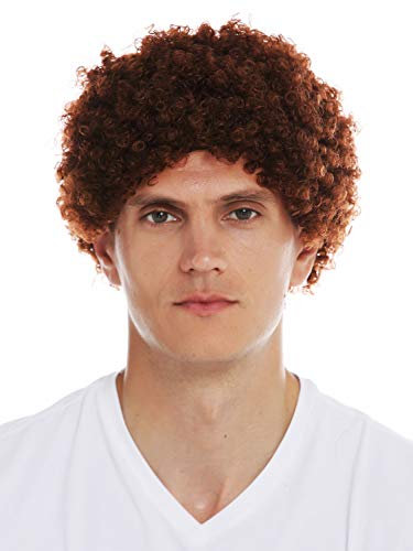 WIG ME UP - MMAM-9M-KF938 Perücke Damen Herren Karneval kurzer dichter Afro Krause Locken braun rotbraun