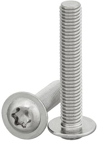 Linsenkopfschraube mit Flansch und Innensechsrund/Torx (ISR,TX) nach Norm: ISO 7380-2 rostfreier Edelstahl A2 V2A Vollgewinde Flanschschraube Flachkopfschraube (M6 x 60 mm, 10 Stück)