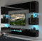 Furnitech Wohnwand Wohnzimmer - Wohnzimmer Möbel mit LED Weiß - Hängend Wohnwand Modern - Wohnzimmer Schrankwand mit Regale und TV Schrank (Besta GAN1-17B-HG20 1B)
