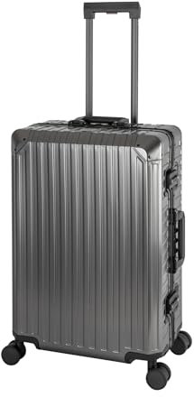 Travelhouse Tokyo 100% Aluminium Reisekoffer Graphit M-66cm Hartschalenkoffer 2X TSA Zahlenschloss 4 Doppelräder 360° Rollen Vol. 72L
