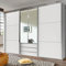 Casa Vital Kleiderschrank Magic F36391, weiß, 300x65x216 cm, mit Einlegeböden, Kleiderstangen, Breiten Schubladen und Spiegel