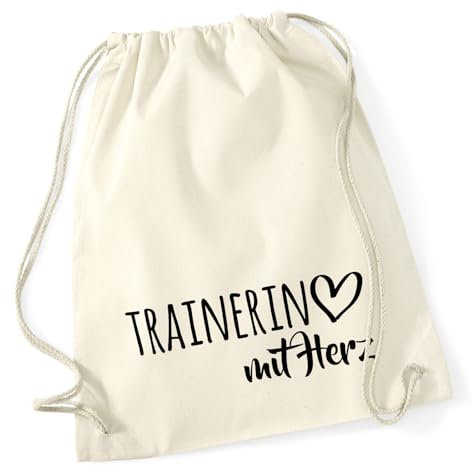 Huuraa Rucksack Trainerin mit Herz Geschenk 12 Liter Natural Baumwolle Trainerin Accessoire