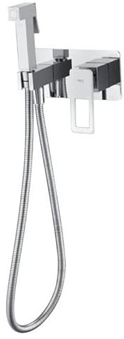 Mice - Ducha higiénica empotrada - Grifo de Bide Monomando Para Empotrar WC - Grifos para inodoro - Serie Suecia Cromado/Plateado BDC032-5