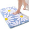 QJHOMO Blau Badezimmerteppich Niedliche Gänseblümchen Badematte rutschfest Waschbar Badteppich Weiße und Gelbe Blume Badvorleger Weiche Duschvorleger Absorbierende Badezimmer Teppich 40x60 cm