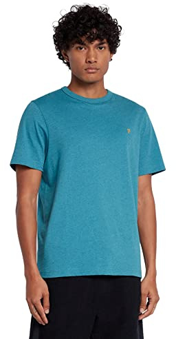Farah - Men's T-Shirt, Danny Slim Fit Organic Cotton T Shirt, Petrol Blue Marl, L