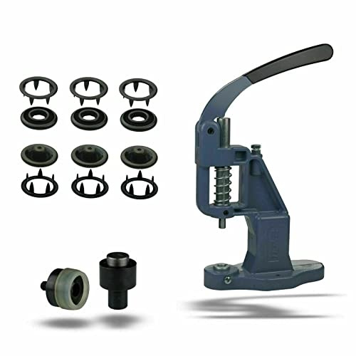 Starter Set inklusive 50 Stück Jersey Druckknöpfe Rostfrei von ISTA TOOLS Grundmaterial Messing und nickelfrei -plus mit Hebelpresse -plus Druckknopfwerkzeug (Set- 10,5mm-Silber nickelfrei)