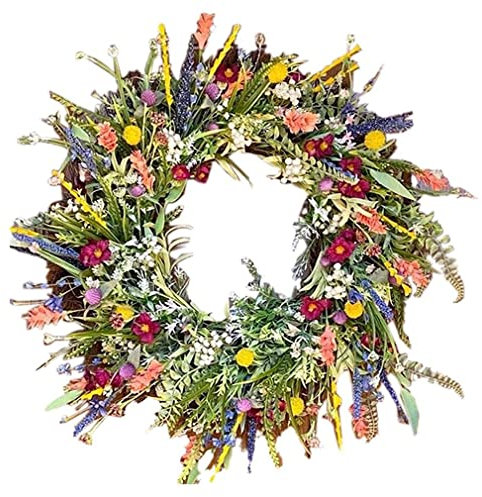 Hilai TüRkranz FrüHling, Türkranz,künstliche Wildblumen-Girlande, dekorative Mehrzweck-Girlande, Bunte Frühlings-Sommer-Girlande für Türen,17,72'',Haustür, Frühlings-Sommer-Kranz 45cm, TI2121FU19XOC0