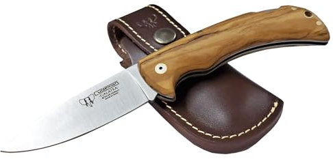 Navaja CUDEMAN Galatea 325-LF Hoja 9 cm. Acero Bohler Mango de Madera de Olivo con Funda de Cuero Color Marrón