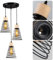 MAXDUYU 3 Flammen Pendelleuchte Vintage E27 Hängelampe Metall Holz Deckenleuchte Hängelampe Retro Lampenschirm Industrial für Esszimmer Flur Wohnzimmer Restaurant Keller,Schwarz