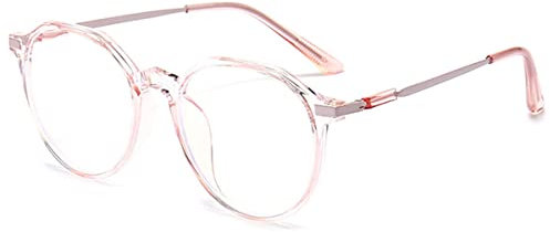 KOOSUFA Runde Blaulichtfilter Brille Brillengestelle Mode Computerbrille Damen Herren Verlaufsrahmen Metallbügel Brillenfassung Gaming Brille Fakebrillen ohne Stärke Durchsichtig Rosa