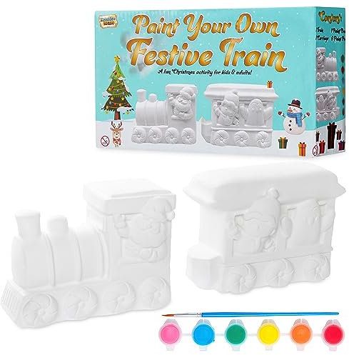 KreativeKraft Adornos Navidad Kit, Manualidades Navideñas para Niños, Figuras para Pintar de Yeso (Pack de 2)