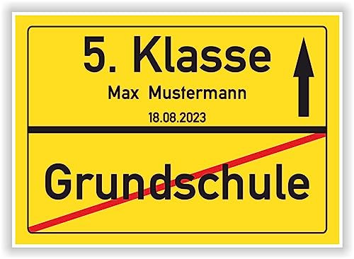 Ortsschild Bild kleine Geschenkidee zur Einschulung von der Grundschule in die 5. Klasse - Geschenkidee Kinder Party Deko Junge Mädchen Hinweisschild Schulwechsel