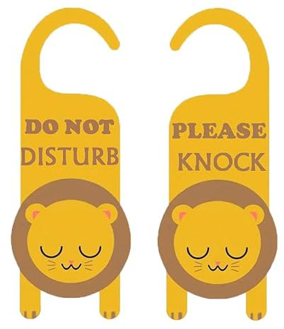 TOPTIE Do Not Disturb Door Hanger Sign Please Knock Door Hanger Sign for Office Double Sided Door Hanging Tags Lion