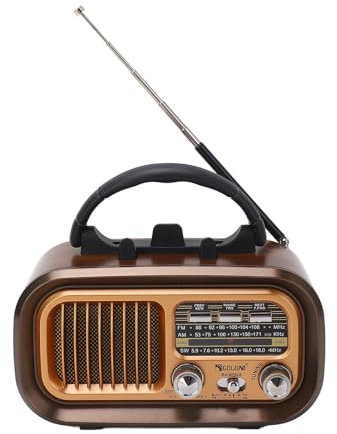 Portable Vintage Radio Speaker with, AM FM Radio, 3 Bands, Multifunctional, Supports MP3 WMA WAV, Portable for Indoor and Outdoor Use (RXBT628)