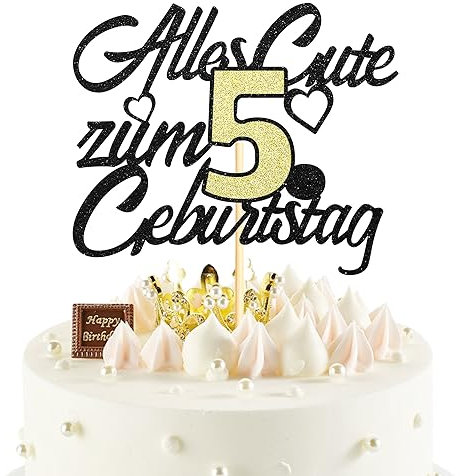 Sumerk 1 Stück 5.Geburtstag Tortendeko Happy 5th Birthday Cake Topper 5.Alles Gute Geburtstag Cake Topper 5 Jahre Torte Kuchen Deko für 5 Geburstagstorte Deko Jungen Mädchen