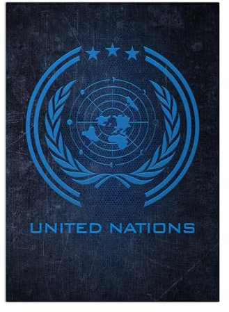 Displate - Poster aus Metall - Einfache Montage ohne Bohren - The Expanse - Badges - United Nations - Größe L - 67,5x48cm Matt