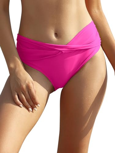 SHEKINI Bas de bikini rétro pour femme - Coupe ventre plat - Classique - Noir - Grandes tailles - Pour femme, XXL