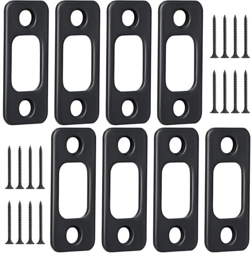 Blulu Türriegel, rund, Karbonstahl, runde Ecktür-Rückplatte, strapazierfähig, mit 16 Schrauben für Zuhause, Büro, Wohngebrauch, 8 Stück, 2,5 x 5,4 cm, Mattschwarz