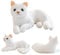 Katze Kuscheltier, Simulations Katzen Puppe 30cm Plüsch Katze Plüsch Puppen Kuschelig Niedlich Begleiter Puppe für Frauen Männer Film Fans Liebhaber, Geschenkideen für Kinder Weiß
