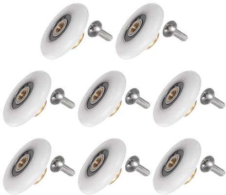sourcing map Shower Door Roller Wheel 27mm Diameter Replacement Part for Bathroom Glass Door, Sliding Shower Door Roller, (2 Set 8pcs)