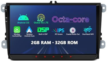 XTRONS IE92MTVL - Radio para Volkswagen Golf Passat Polo Tiguan GPS Android 12 CARPLAY WiFi 4G