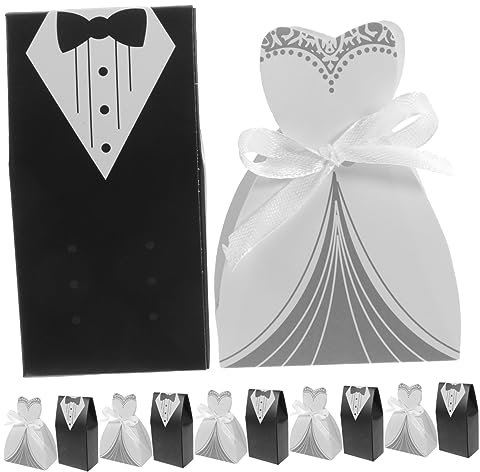 VILLCASE 100 Stück Kartons Geschenkboxen Für Hochzeiten Babyparty, Danke Babyparty Danke Bräutigam-braut-süßigkeiten-geschenkbox Kleid Brautjungfer Europäischer Stil Schleife