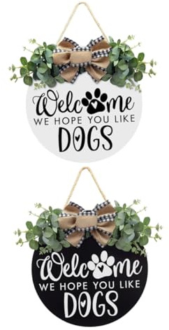 Zerodeko 2piezas Cartel De Bienvenida Perro Decoración Colgante Para Entrada De Casa