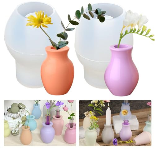 2 Stück Vase Epoxidharz Silikonform DIY Vases Resin Formen, Epoxidharz Silikon Vase Formen Kerzenhalter Silikonform Stabkerzen Kerzenhalter Gießform Silikon Stabkerzenhalter Gipsform Handwerk