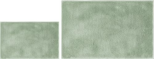 andiamo Badematte rutschfest Florida - Badezimmerteppich weich und flauschig - Badteppich rutschfest waschbar Duschvorleger Badvorleger für Badezimmer 2er Set 40 x 60 cm + 60 x 100 cm Salbei